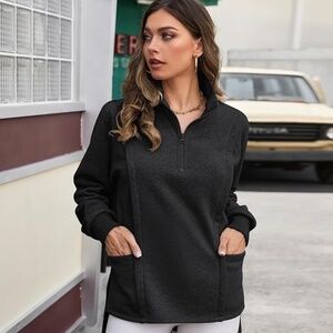 Blooming Jelly Women Oversized Sweatshirt Fleece Quarter Zip Pullover Casual L